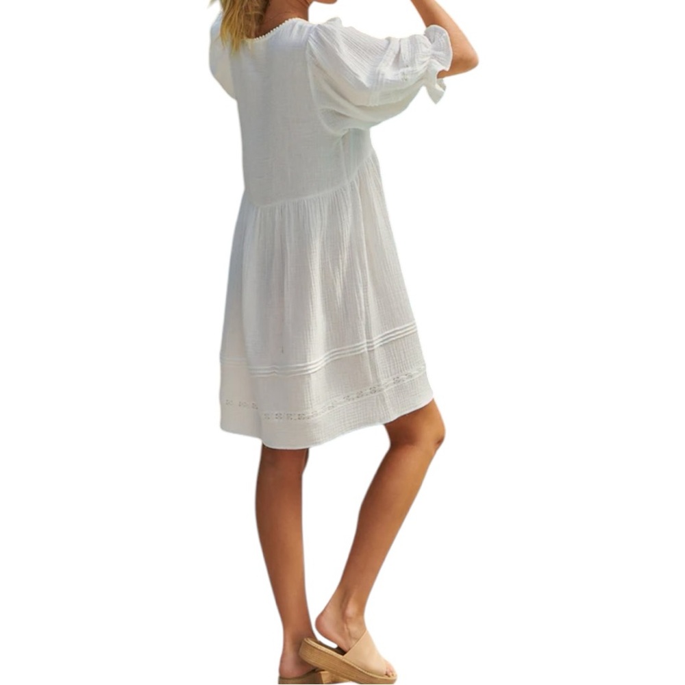 Jaase Women's White Quincy Jones Gauze Mini Dress Sz XS - Picture 3 of 9
